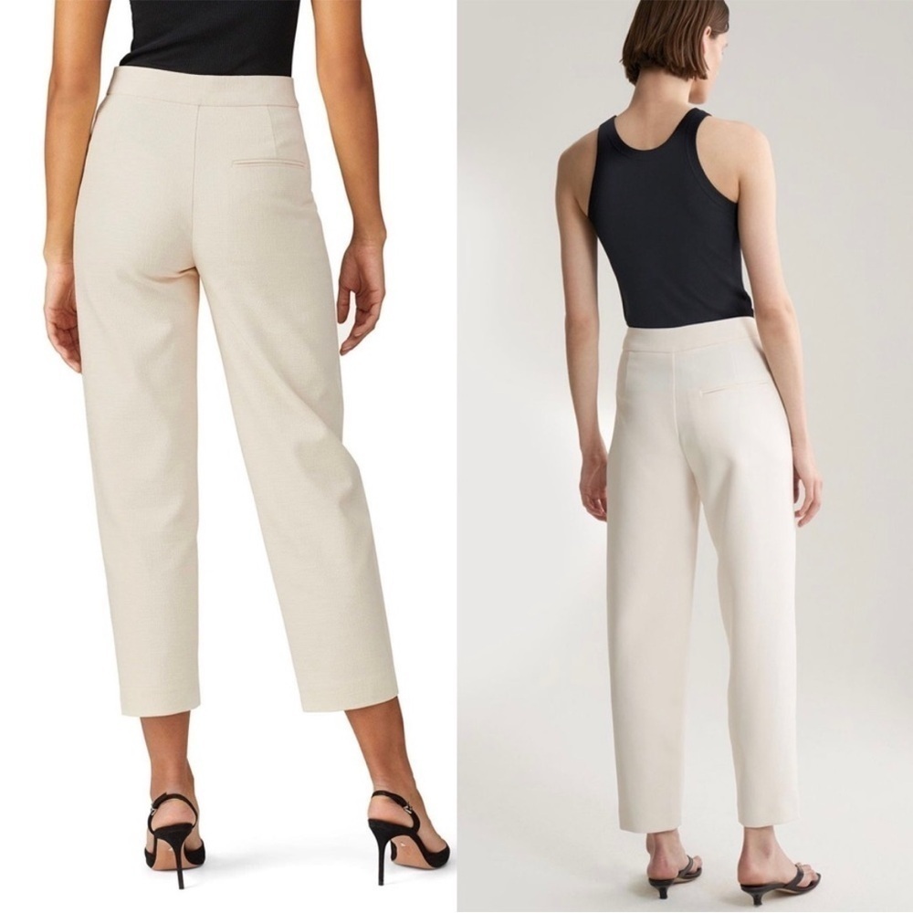 TOTEME Beige Textured Cotton Boucle Twill Ankle Crop Straight Tapered Trouser XS - Picture 2 of 13